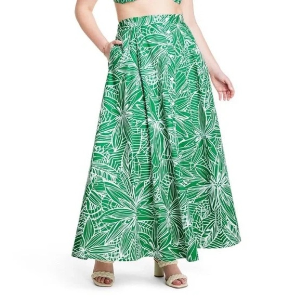 NWT Tabitha Brown for Target 100% Cotton Button Front Floral Maxi Skirt, size XS